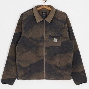 New RVCA Walker Sherpa Jacket Brown Mens Size Large